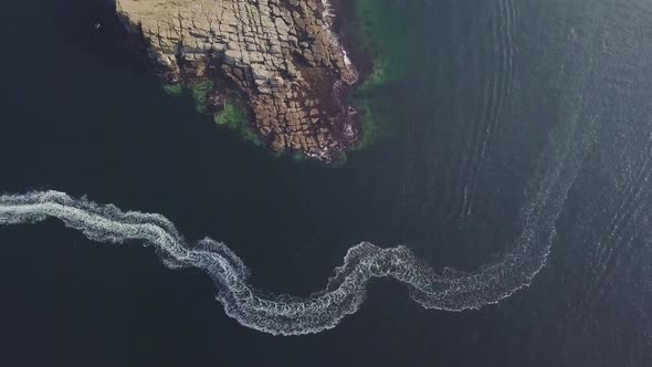 Drone View of a Beautiful Peninsula Tobizina with Vertical Cliffs at Sunrise