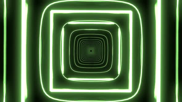 Green and White Shapes with Neon Colors in Endless Seamless Loop