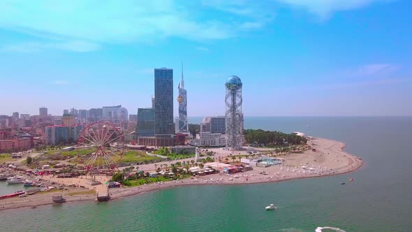 Aerial photography Batumi, made with help of drone in sunny summer weather.