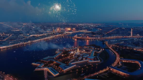 Festive Salute Over the Peter and Paul Fortress in a Significant Victory Day for the Country on May