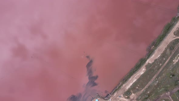 Aerial View of Pink Lake From Drone