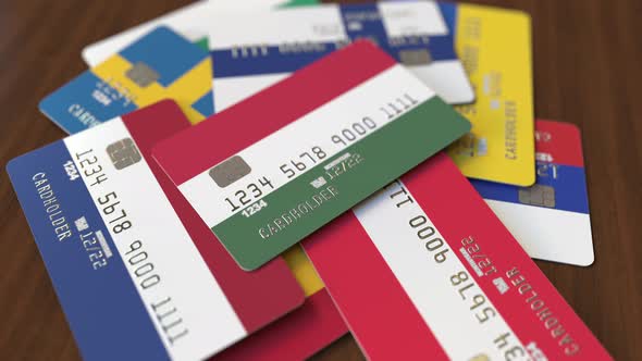 Emphasized Bank Card with Flag of Hungary