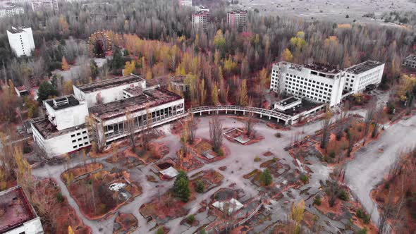 Chernobyl Exclusion Zone. Pripyat. Aerial.