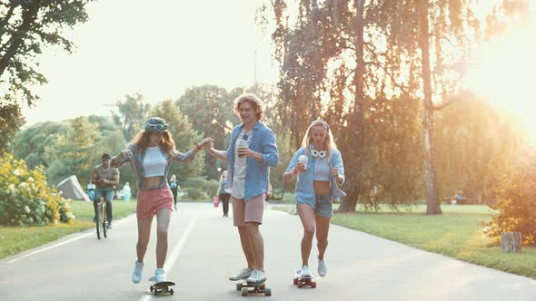 Young skateboarders in the park