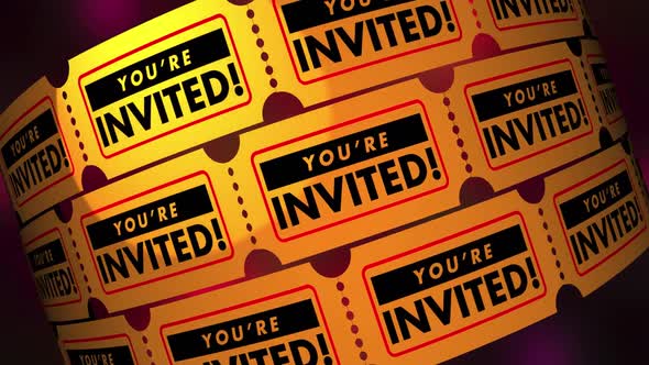 Youre Invited Ticket Attend Event Join Participate Invitation 3d Animation