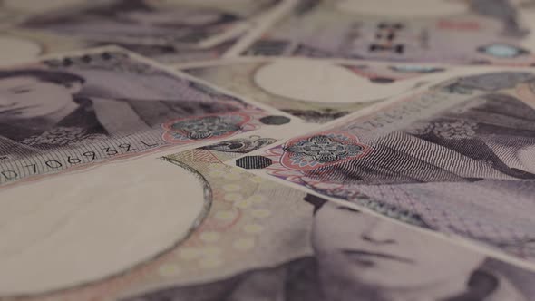 5000 Japanese yen bills background.