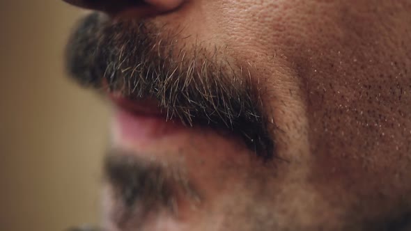 Handsome Male Carefully Shaving Face with Electric Shaver, Making Stylish Beard