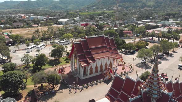 Wat Chalong, Buddhist temple in Phuket's Chalong Bay. Aerial view