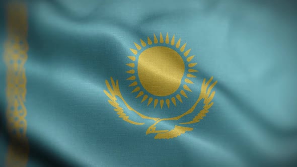 Kazakhstan Flag Textured Waving Front Background HD