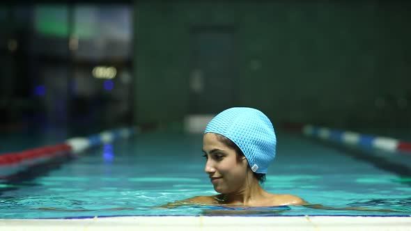 Woman Enjoying Near Swimming Pool