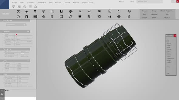 Prototype Interface or HUD of 3D CAD Design of a Turbine