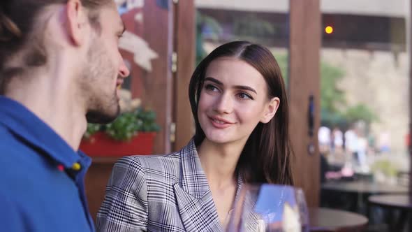 Couple Drinking Wine On Date At Restaurant, People With Drink