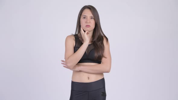 Young Multi-ethnic Woman Looking Bored and Tired Ready for Gym