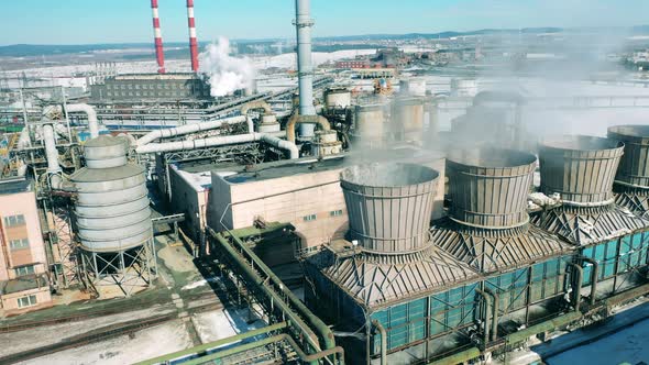 Pipes of the Steelmelting Plant Filmed Outdoors