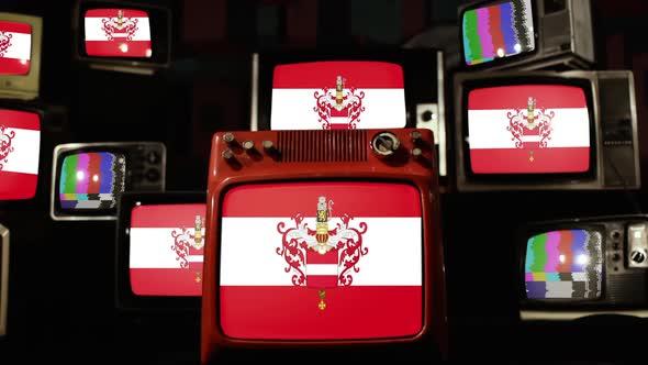 Flag of Leuven, Belgium, on Retro TVs.