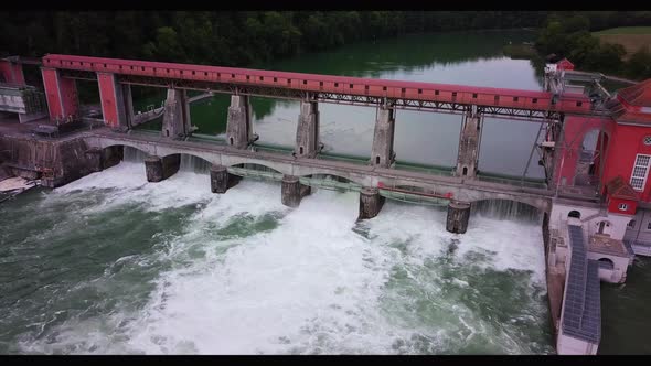 Aerial View of Power Generation with Water (Sustainable Energy Theme)