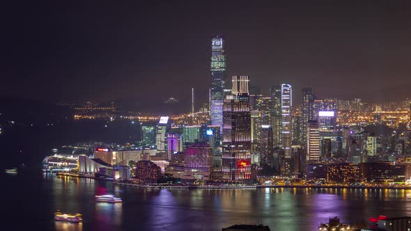 Timelapse Yau Tsim Mong of Hong Kong Reflected in Water