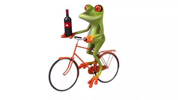 Fun frog on a bicycle - Digital animation