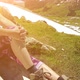 Woman on Bench of Aroser Weisshorn Sunset - VideoHive Item for Sale