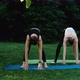 Shooting of Two Young Woman Doing Yoga in Park - VideoHive Item for Sale
