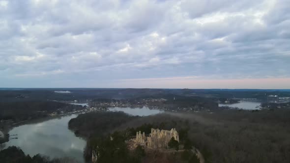 Ha Ha Tonka State Park Castle Ruins Missouri Landscape, Aerial