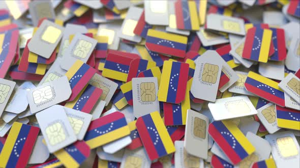 Many SIM Cards with Flag of Venezuela
