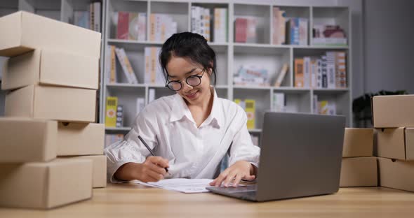 woman checking sell online