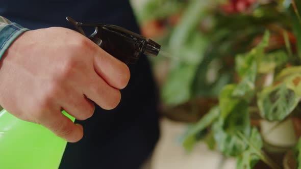 Florist Spraying Plants