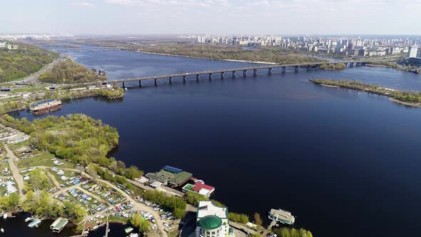 Aerial View of the Panorama of the Cityscape in Spring