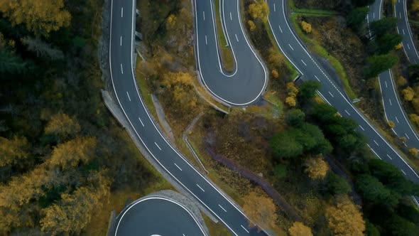 Maloja Pass Switchbacks Road in Mountains