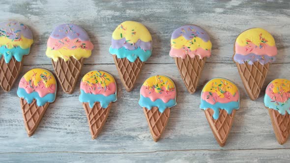 Arrangement of Cookies with Colorful Icing