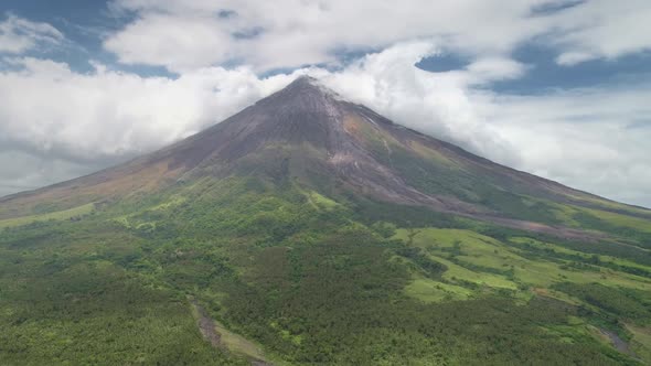 Closeup Philippines Volcano Haze Eruption Aerial