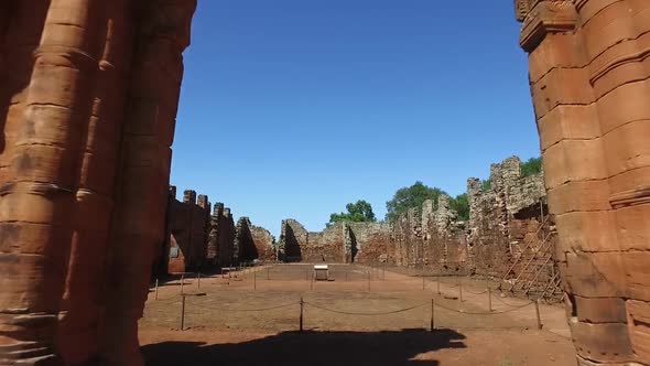 Aerial view Ruins of Jesuit Building, San Ignacio in Misiones (Argentina).