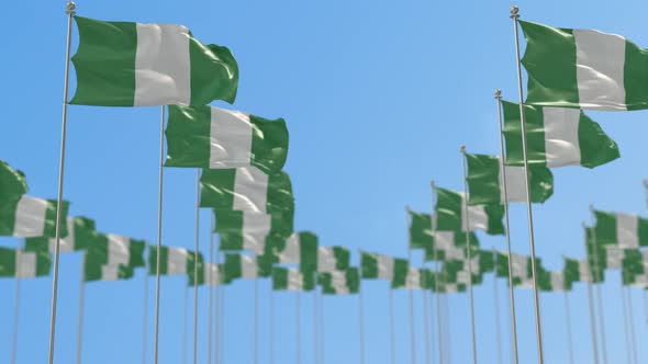 Nigeria Row Of National flags Walk Throw Animation