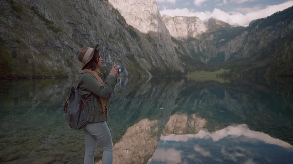 Young photographer in the mountains