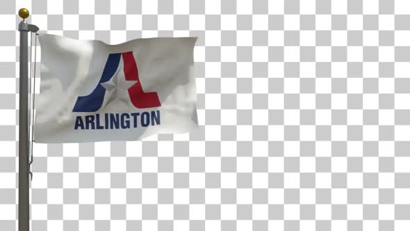 Arlington City Flag (Texas) on Flagpole with Alpha Channel