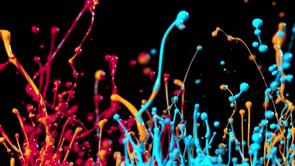 Colorful Splashing Paint in Super Slow Motion at 1000Fps.