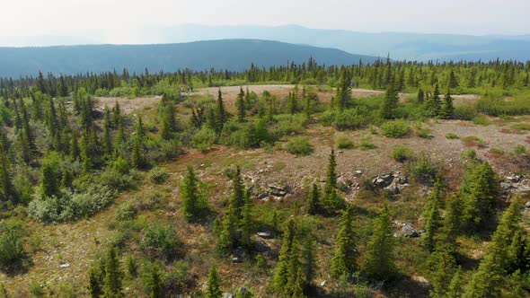 4K Drone Video of Wickersham Dome Hiking Trail in the White Mountains of Alaska on Sunny Summer Day