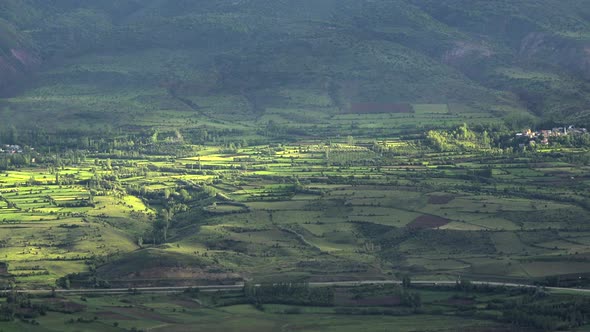 Large Valley and Hill Fields in Wonderful Morning Lights