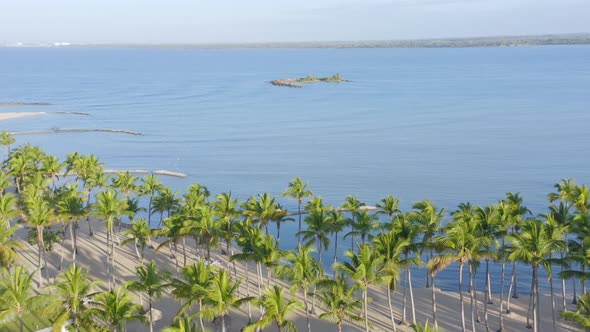 La Ensenada resort at Playa Nueva Romana, San Pedro de Macoris in Dominican Republic. Aerial backwar