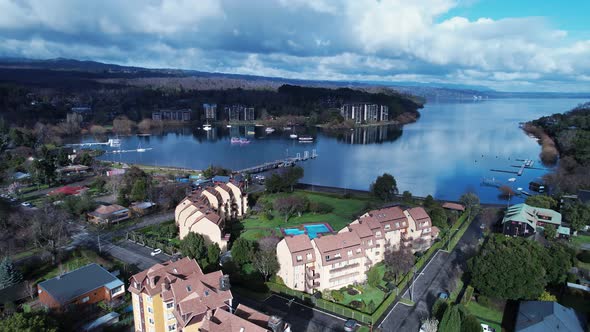 Chilean Patagonia. Famous countryside city of Pucon at South of Chile.