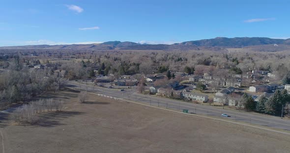 Fort Collins Colorado looking toward the mountains near the stadium at the end of 2020.  Low volume