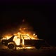Car On Fire, Burning Car At Night, Side View, 4K Footage. - VideoHive Item for Sale