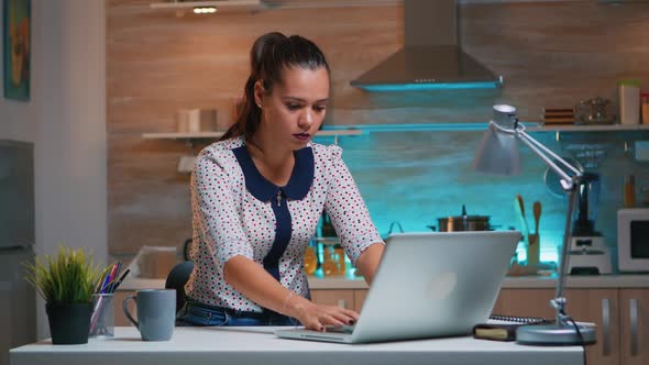 Remote Employee Working Late Night at Deadline