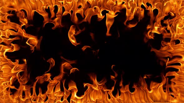 Fire Frame in Super Slow Motion Isolated on Black Shooted with High Speed Cinema Camera in