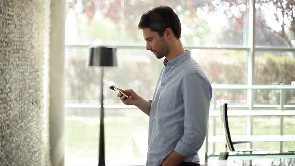 Man looking at smartphone