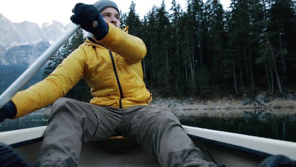 POV shot of canoeist, Bavaria, Germany