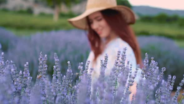 Woman Portrait Among Lavenders