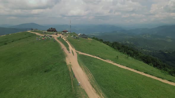 Aerial Panoramic View of Carpathian Mountains Ukraine