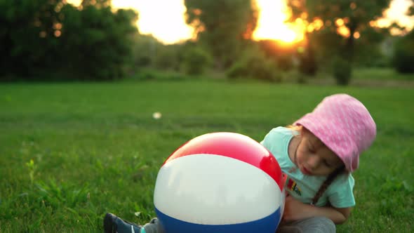 Summer Vacation Nature Happy Childhood One Small Toddler Preschool Child Smiling Kid Girl in Pink